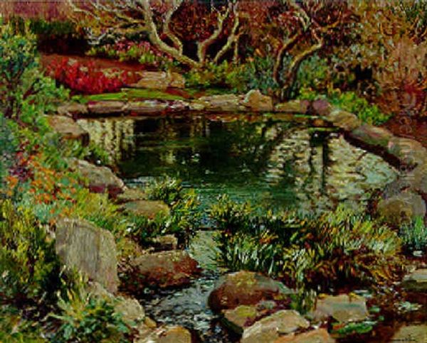 The Garden Pool Oil Painting by Samuel John Lamorna Birch