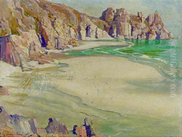 Pedn-e-vounder And The Logan Rock Oil Painting by Samuel John Lamorna Birch