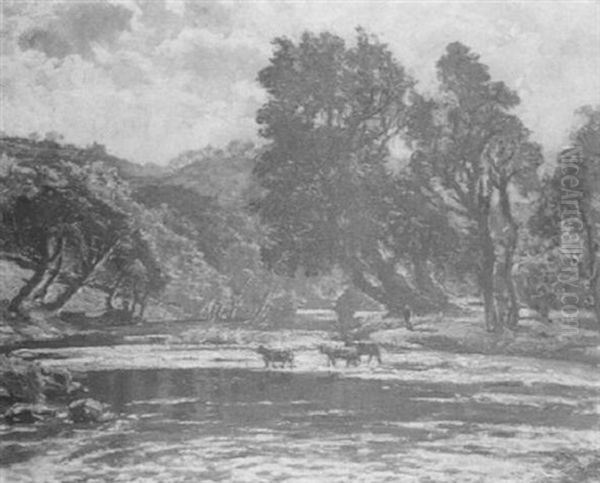 The Ford, Near Loch Marie, Rosshire Oil Painting by Samuel John Lamorna Birch