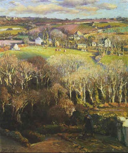 Bosaver And The Little Wood, Lamorna Oil Painting by Samuel John Lamorna Birch
