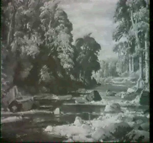 Waving Trees And Shallow Stream Oil Painting by Samuel John Lamorna Birch