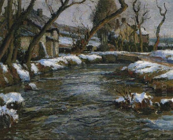 A Stream In Winter Oil Painting by Samuel John Lamorna Birch