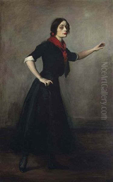 The Apache Dancer, Miss Beatrice Collins Oil Painting by Oswald Hornby J. Birley