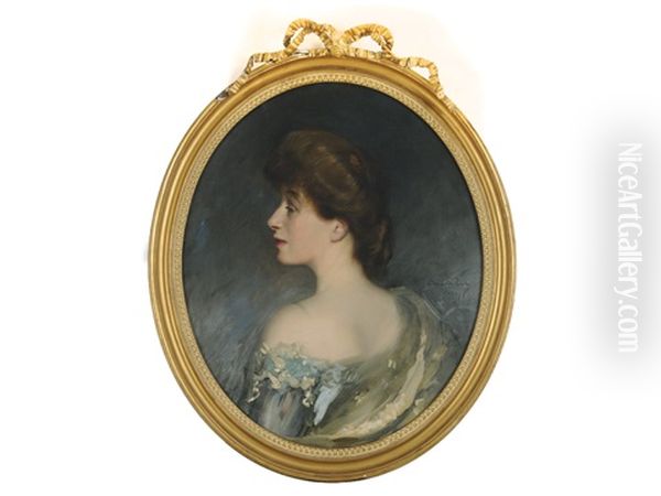 Portrait Of Mrs Alex. Cowan Oil Painting by Oswald (Sir) Birley