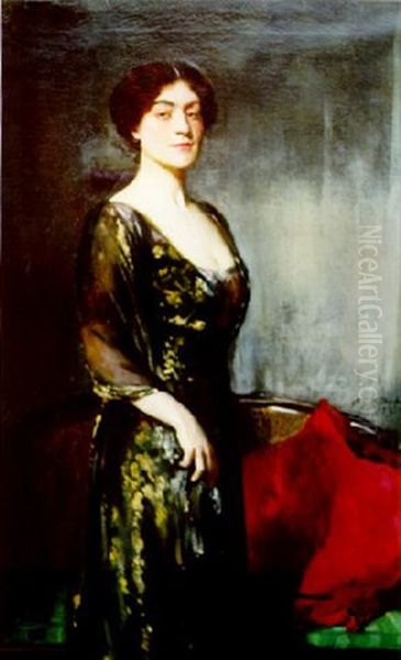 Portrait Of Dark-haired European Mistress Oil Painting by Oswald (Sir) Birley
