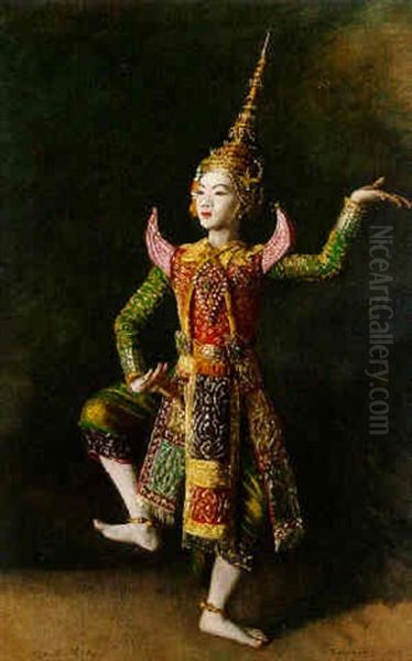 A Thai Dancer Oil Painting by Oswald (Sir) Birley