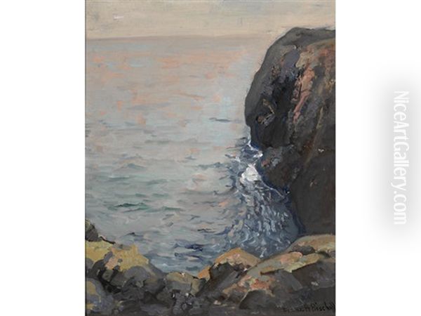 Ocean Cliff Oil Painting by Franz Arthur Bischoff