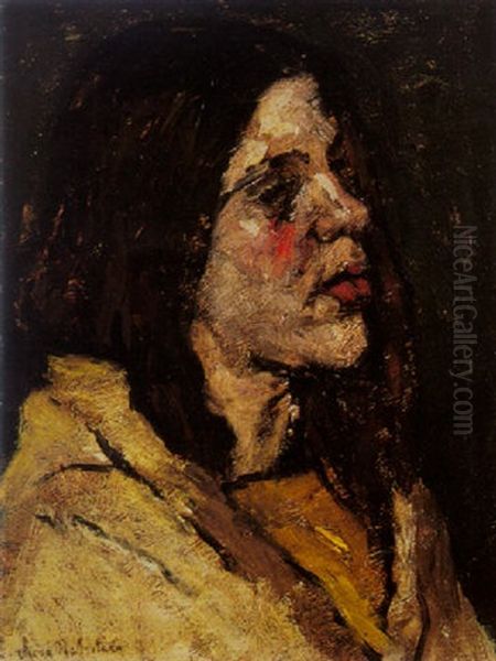 A Portrait Of A Girl Oil Painting by Suze Bisschop-Robertson