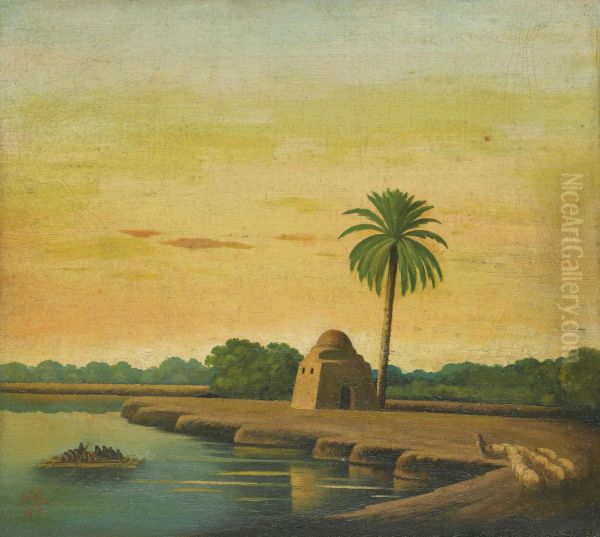 Sanctuaire Sur Le Tigre Oil Painting by Abdulkadir Al Rassam