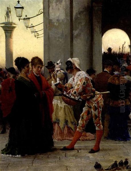 Karnevalszene Aus Venedig Oil Painting by Eugen von Blaas