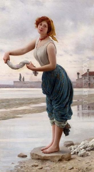 La Lavandiere Oil Painting by Eugen von Blaas