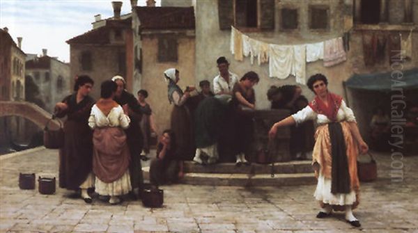 Am Brunnen Oil Painting by Eugen von Blaas
