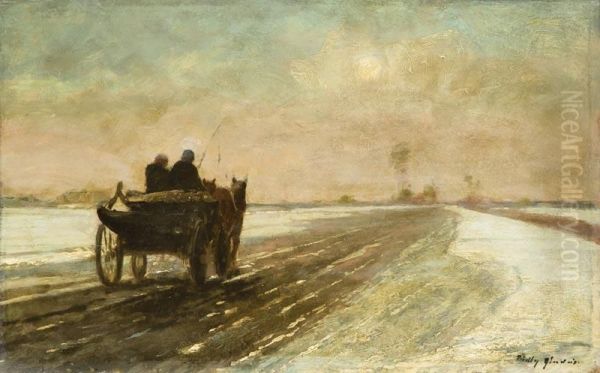 Teli Taj Szekerrel Oil Painting by Padly Aladar