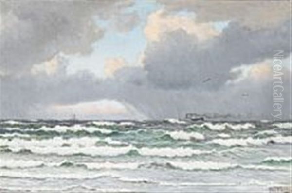 High Waves On An Overcast Day Oil Painting by Christian Blache