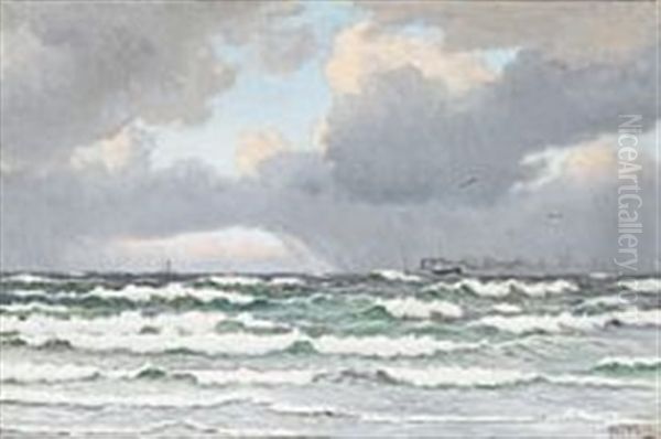 High Waves On An Overcast Day Oil Painting by Christian Blache