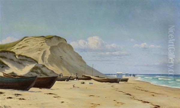 Strandpartie Fra Lonstrup O Danmark Oil Painting by Christian Blache