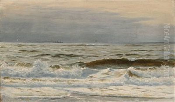 Breakers At The North Sea Coast Oil Painting by Christian Blache
