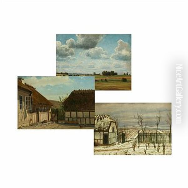 Landscape (+ 2 Others; 3 Works, Various Sizes) Oil Painting by Christian Blache