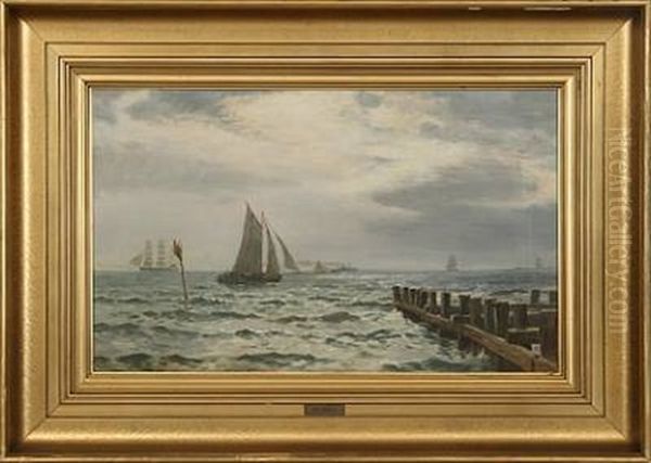 Seascape With Sailing Ships Oil Painting by Christian Vigilius Blache