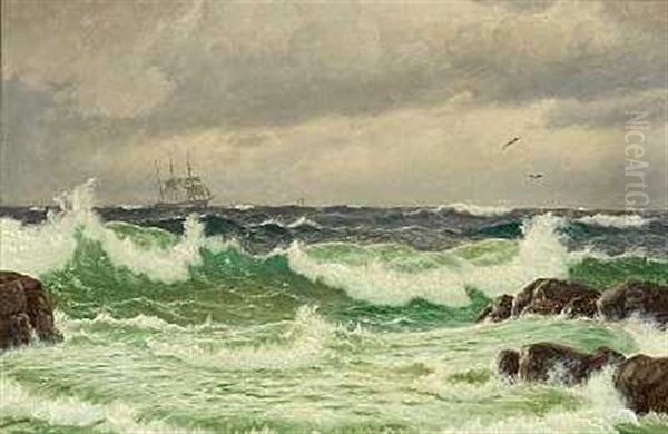Braending Ved Kullen Oil Painting by Christian Blache