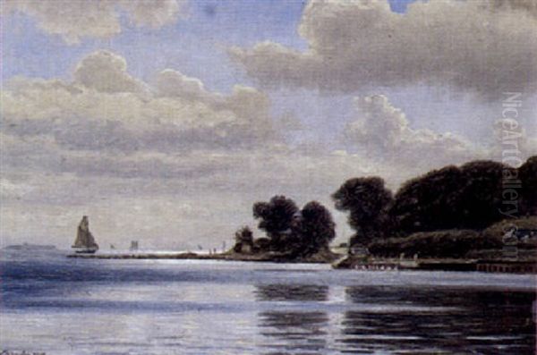 Kystparti Med Sejlskibe Oil Painting by Christian Blache