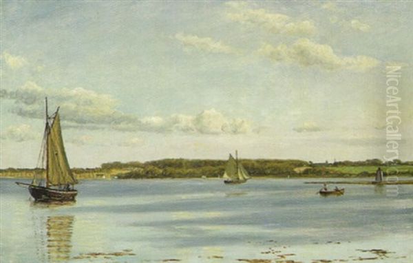 Kalundborg Fjord Med Skibe Oil Painting by Christian Blache