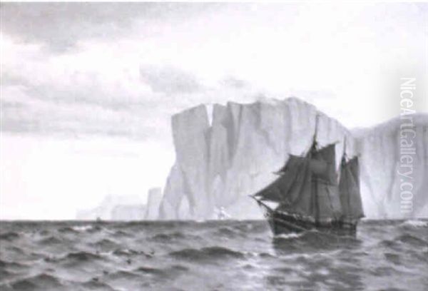 Sejlskib Ved H+je Klippeskr+nter Oil Painting by Christian Blache