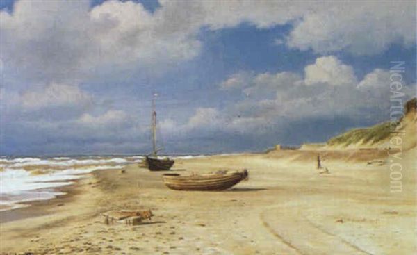 Ved Den Jyske Vestkyst Efter Storm Oil Painting by Christian Blache
