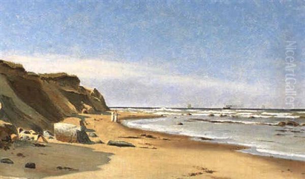 Kystparti Fra Hirtshals Med Figurer Oil Painting by Christian Blache