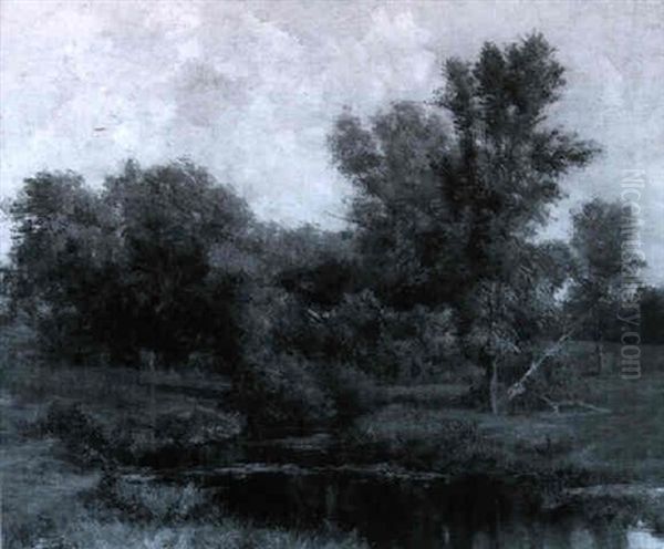 Summer Stream Oil Painting by Olive Parker Black