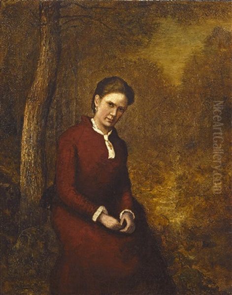 Portrait Of Cora Bailey (mrs. Ralph Blakelock) Oil Painting by Ralph Albert Blakelock