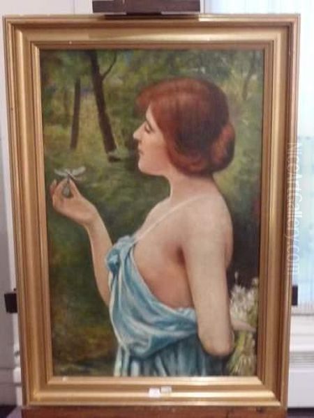 Jeune Femme A La Libellule Oil Painting by Francois Alaux
