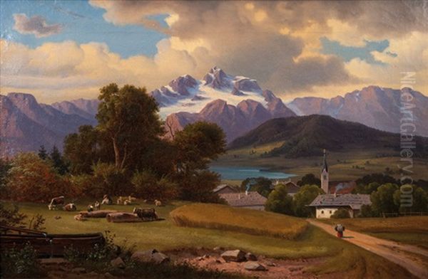 Alpine Landscape Oil Painting by Arthur Blaschnik