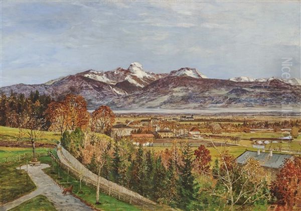 View Of Bad Aibling Oil Painting by Tina Blau-Lang