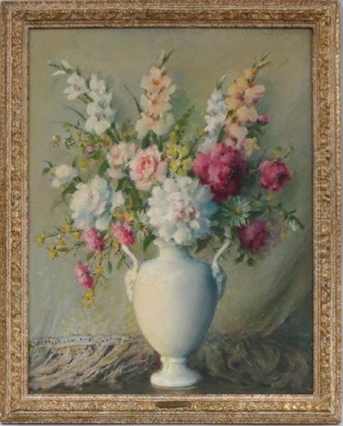 Bouquet In Candlelight Oil Painting by Carle John Blenner