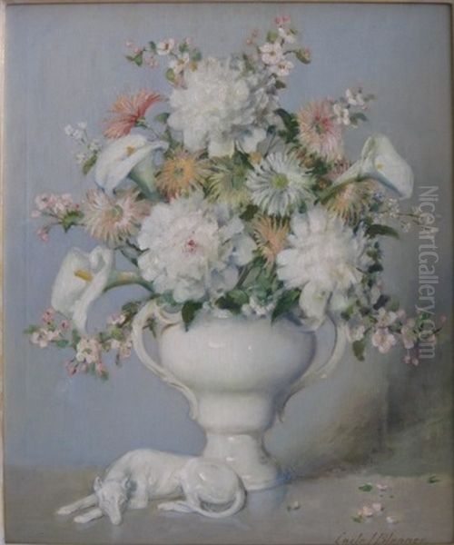 White Lilies Oil Painting by Carle John Blenner