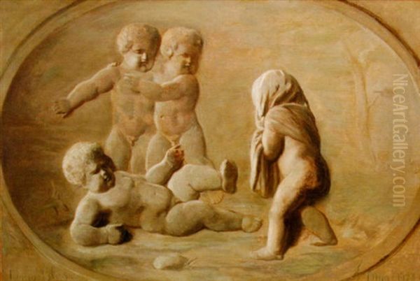 Frolicking Putti Oil Painting by David Joseph Bles