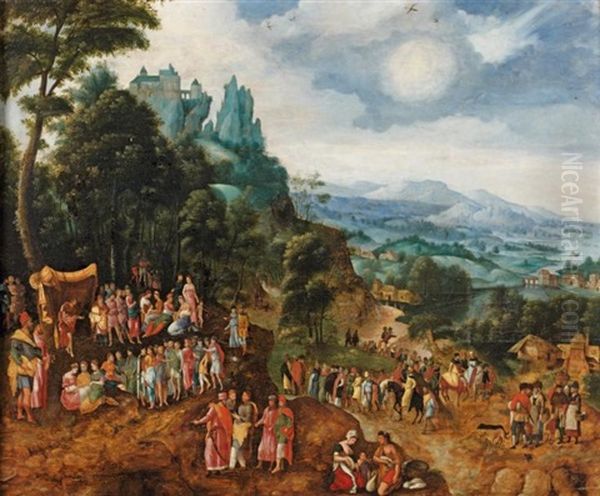 Paysage Avec La Predication De Saint-jean-baptiste Oil Painting by Herri met de Bles