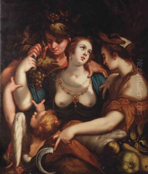 Sine Cerere Et Baccho Friget Venus Oil Painting by Abraham Bloemaert