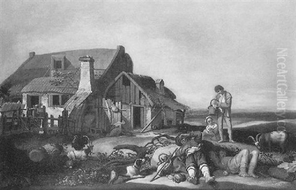 Le Repos Des Paysans Oil Painting by Abraham Bloemaert