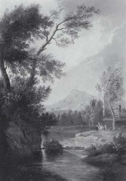 Arcadian Landscape Oil Painting by Jan Frans van Bloemen