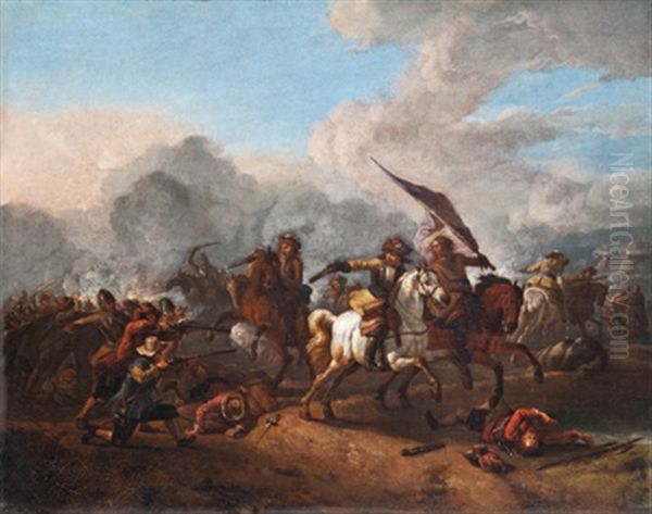Schlachtenszene Oil Painting by Pieter van Bloemen