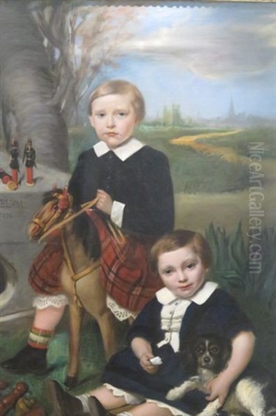 Deux Enfants Oil Painting by Maurice Blum