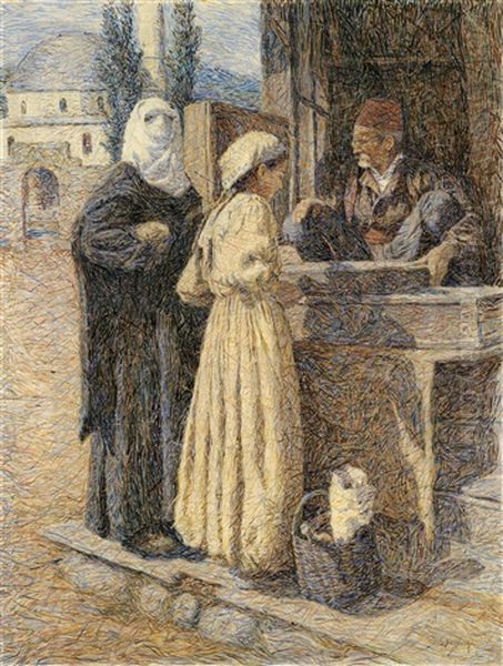 Marktszene Oil Painting by Spiro Bocaric