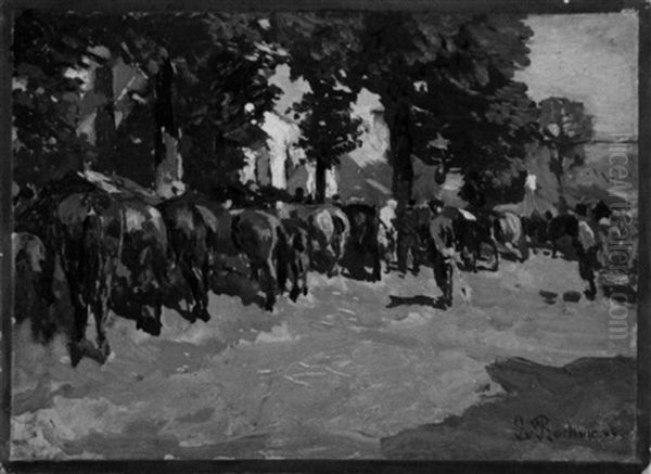 Pferdemarkt In Estland Oil Painting by Gregor von Bochmann the Elder
