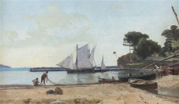 Le Port De Rapallo Oil Painting by Francois-Louis-David Bocion