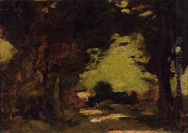 Bosweg Bij Een Boerderij Oil Painting by Theophile De Bock
