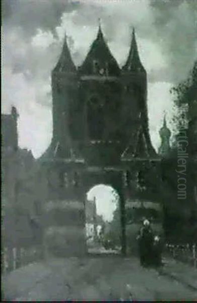 The City Gates Oil Painting by Theophile Emile Achille De Bock
