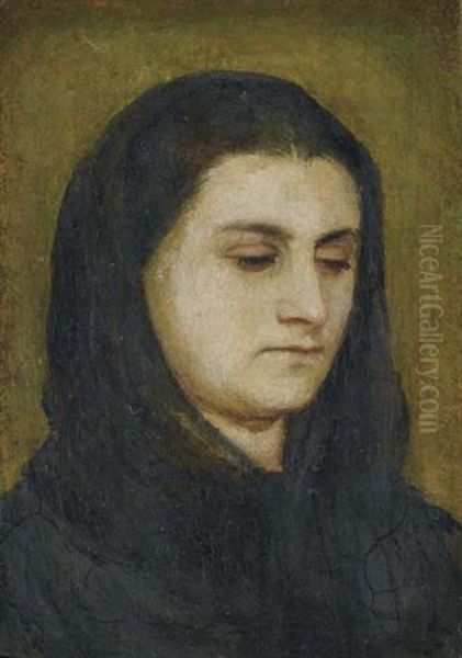 Angela Bocklin Mit Schwarzem Kopftuch Oil Painting by Arnold Boecklin