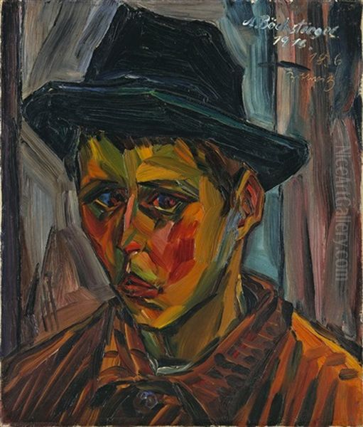 Kopf Eines Jungen (bauernjunge) Oil Painting by Peter August Boeckstiegel